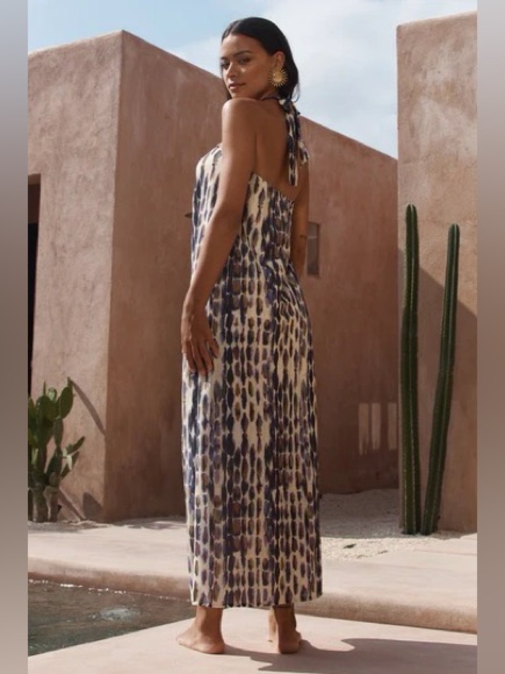 Halter Midi Length Dress NWT Multicolor Animal Print Column Silhouette - Size XL - Picture 2 of 5